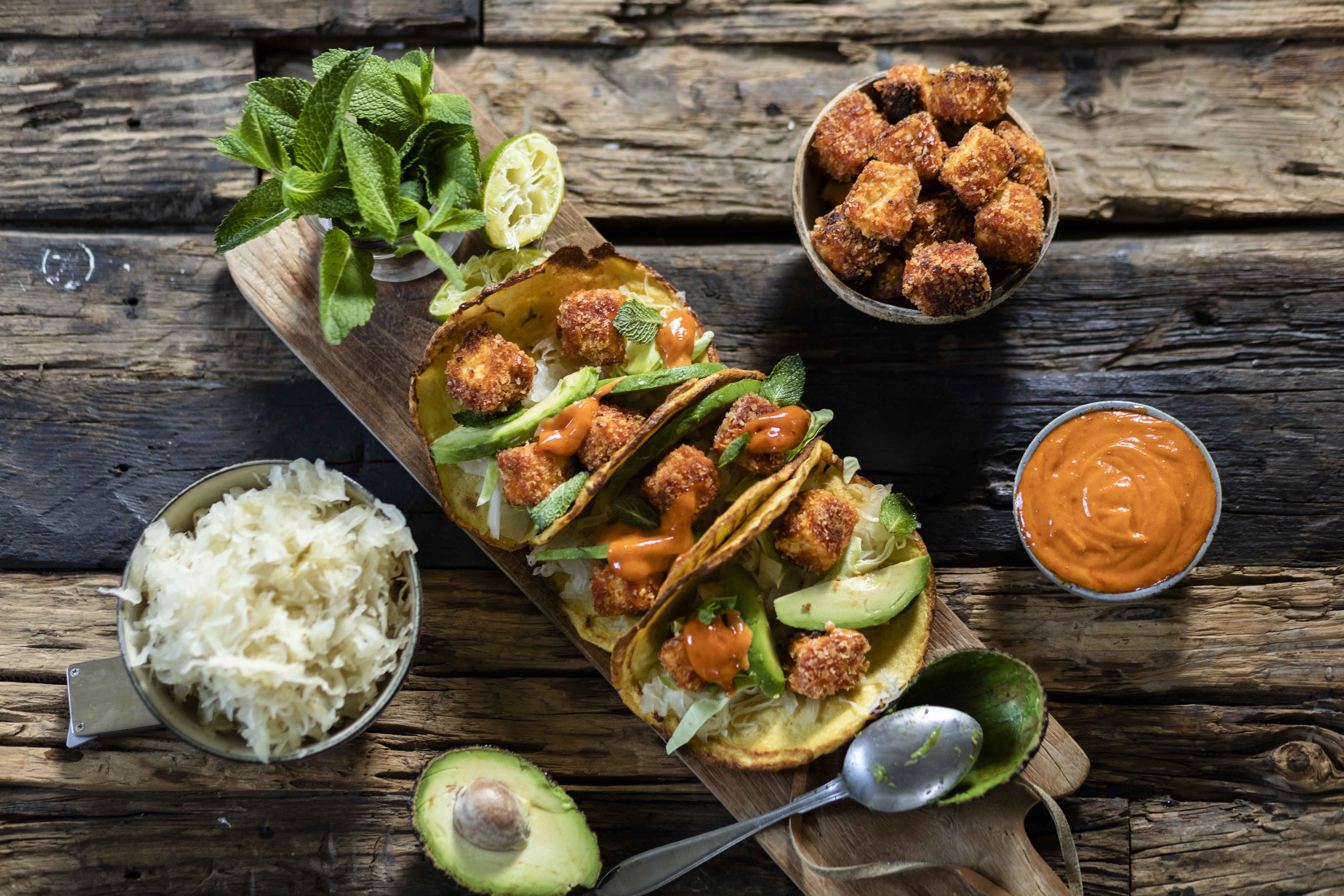 Tacos med krispig tofu med surkål Food Pharmacy